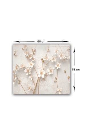 Decorita Cam Ocak Arkası Koruyucu| Beyaz Çiçek-Gold | 52cm x 60cm