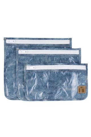 Bumkins Şeffaf Seyahat Çantası - Crushed Denim Mavi