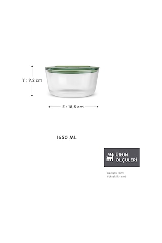 Karaca Green Yuvarlak Cam Saklama Kabı 1650 Ml Yeşil