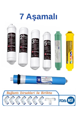 Lg Chem 7 Aşamalı Kapalı Kasa Su Arıtma Cihazı Filtre Seti Inline Filtre Ro Membran Mineral Filtre Post Karbon Tam Set 7 Filtreli 12 Aşama
