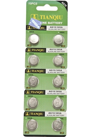 Tianqiu AG10 LR1130 389A Alkalin Düğme Pil 10 x 10'lu