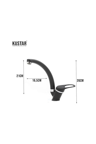 Kustar Siyah 3'lü Mix Kuğu Batarya Seti Lavabo Mutfak Banyo Siyah
