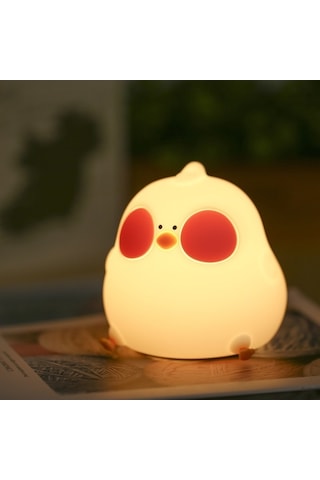 Prestigegoods Neoglint Sevimli Tavuk Gece Lambası Silikon Civciv Yatak Başucu Bebek Lambası Rg Beyaz