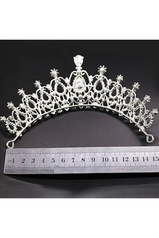 Yeni Takı Ek75 Chavin Taşlı Kraliçe Gelinlik Tacı Çok Renkli