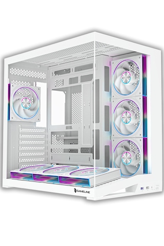 Gameline Leon V2 Grand Premium 7x ARGB PWM Fan Ultra Airflow ATX Gaming Bilgisayar Kasası Beyaz