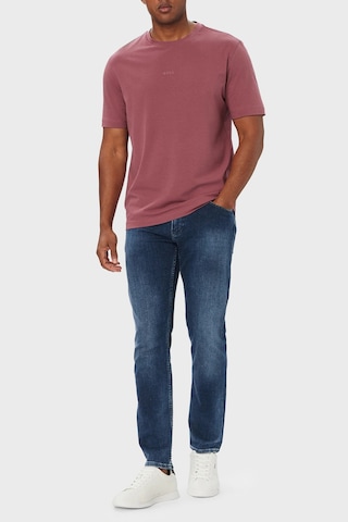 Boss Logolu Pamuklu Relaxed Fit Bisiklet Yaka T Shirt Erkek T Shirt 50473278 618 Bordo