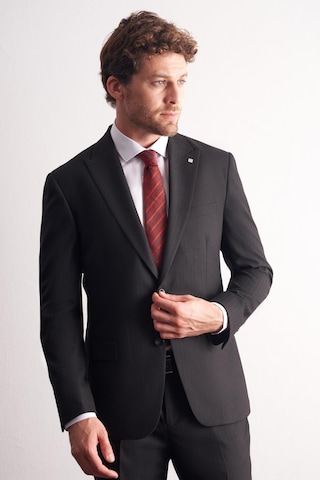 İmza Siyah Kırlangıç Yaka Çizgili Desen Slim Fit 6 Drop Takım Elbise 1001255166 Siyah