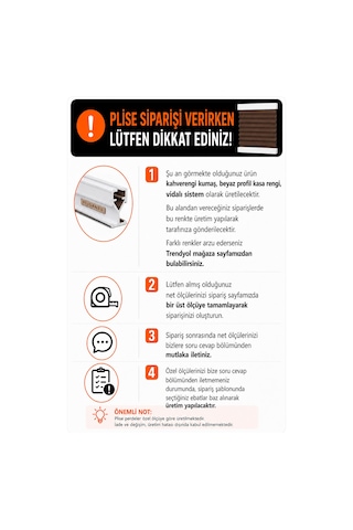 Plise Perde Kahverenk Kumaş + Beyaz Profil Kasa Cam Balkon Perdesi