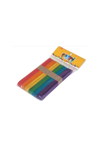 Puti Renkli Ahşap Dar Dondurma Dil Çubuğu 50 Li Paket