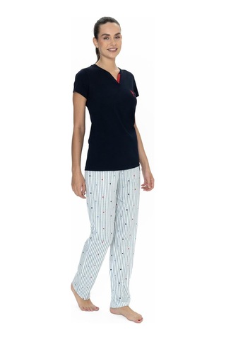 U.s. Polo Assn. Kadın Lacivert Battal Pijama Takım Kırmızı