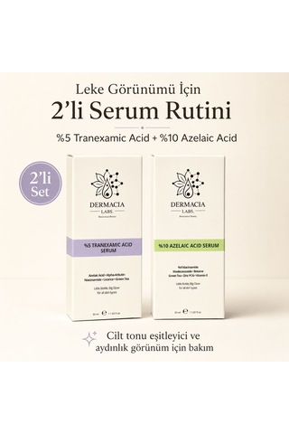 Leke Görünümü Karşıtı 2 Li Serum Seti %5 Traneksamik Asit + %10 Azelaik Asit Aydınlatıcı