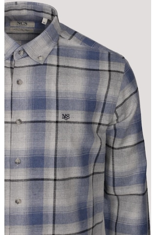Erkek Gömlek Mavi Uzun Kol Ekose Kareli Flanel Yün Tuşeli Slim Fit Düğmeli Yaka Shirt Ncs Jeans 7269-mavi Mavi