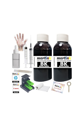Mertınk Canon Tr4755i Pg575 Cl576 Kartuş Dolum Seti 2x100ml Siyah Mürekkep