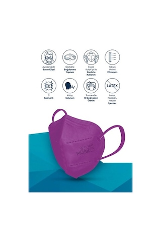 Musk Ffp2 Maske Mor Renk 10 Adet