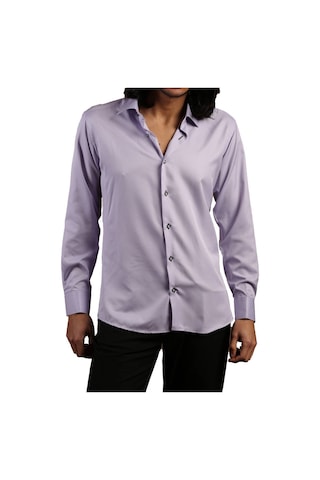 Lila Dar Kesim Micro Kumaş Kol Düğmeli Slim Fit Erkek Gömlek - 201-3 001