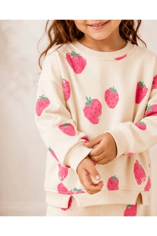 Eray Alp Kids Kız Çocuk Sweatshirt Tayt Takım Günlük Rahat Kombin Bej