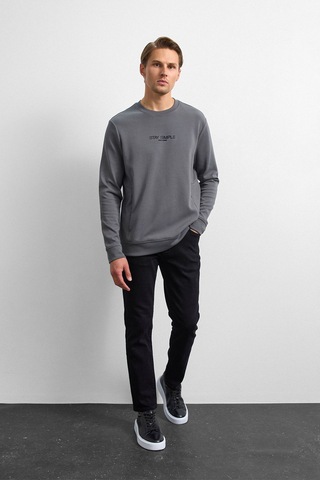 Backandbond Antrasit Bisiklet Yaka Gizli Fermuarlı Sweatshirt