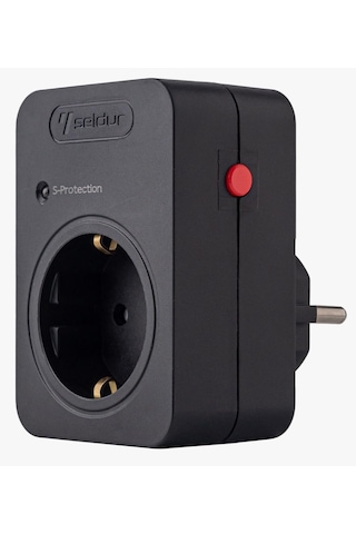 Şok Ve Akım Korumalı Fiş-priz, 16a-250v, Max 3600w 720 Joule, Reset Edilebilir, Sürekli Koruma, Toprak Hatlı, Çocuk Korumalı, Siyah Renk, E1td33s