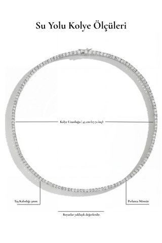 Su Yolu Kolye Döküm Pırlanta Işçiliği Dönme Yapmayan 3mm 45cm 001 - Beyaz