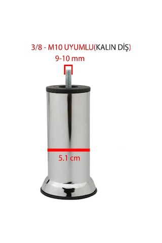 Baza Ayağı Krom 10 Cm M10 Gümüş