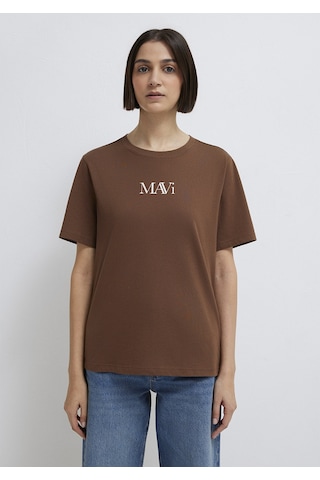 Mavi - Mavi Logo Baskılı Kahverengi Tişört 1611594-70243 Kahverengi