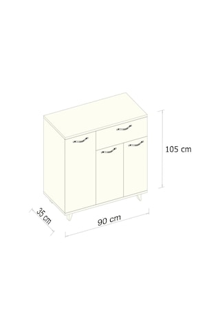 AE-1076 Lavantes 4 Kapaklı Çekmeceli Beyaz Ayakkabılık Beyaz
