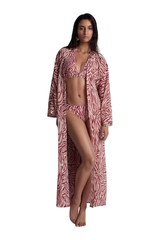Aubade Beach Walk Kimono, Uzun Kollu, Derin Dekolteli, Hafif Plaj Üstlüğü Pembe