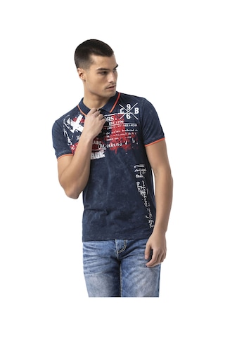 Cipo & Baxx Erkek Baskılı Polo Yaka Kısa Kollu Günlük Tişört - Ct795 Navyblue