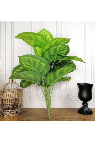 Yapay Çiçek Demet Tropik Difenbahya Çiçeği 18 Dal 85 cm Salon Çiçeği Yapay Bitki