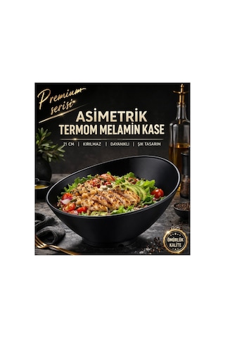 Modern Asimetrik Kase Tabak 24c M Büyük Boy Siyah,kırılmaz Dayanıklı Premium Salata Kasesi Siyah
