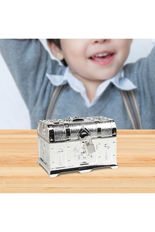 Trendooze Antik Korsan Kilit Anahtar Hazinesi 14x10x9.5cm Gümüş Eşarfi Gümüş