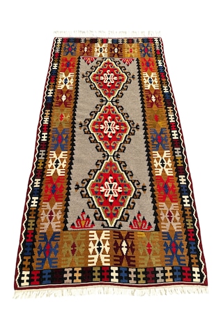 Kök Boya Yahyalı Kilim 106x200 Renkli %100 Yün Kilim