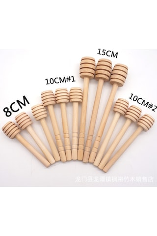 Hombey Ahşap Karamelli Çırpma Çubuğu 15cm - Bal, Kahve, Çay Ve Reçel İçin Dayanıklı Doğal Ahşap, Tekli Paketli
