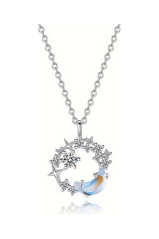 Tcherchi Yıldız Ay Aytaşı Kolye Gümüş
