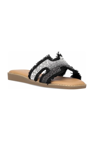 Guja 25y177-1 Kadın Taşlı Düz Terlik Siyah Siyah