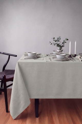 Gauze Fabric Design Kadife Dokulu Dertsiz Masa Örtüsü, Safir Açık Gri