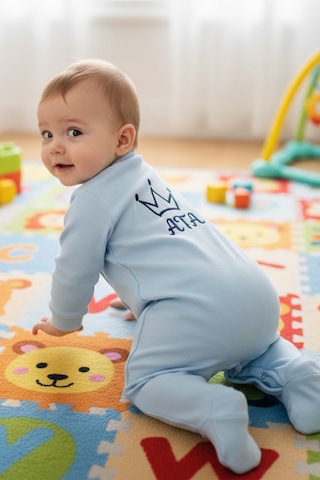 Bebegen Bebebgen Erkek Bebek Mavi Laci Nakışlı İsimli İsme Özel Tulum Çok Renkli