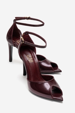 Luvishoes Dona Bordo Cilt Kadın İnce Topuklu Ayakkabı