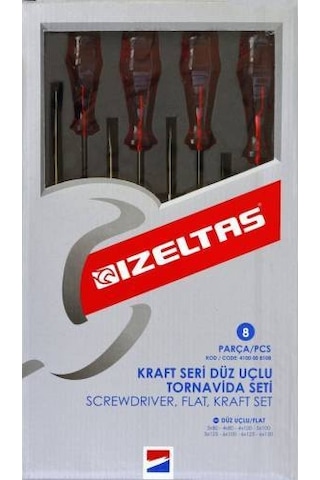 İzeltaş 4100 Kraft Seri Düz Uçlu Tornavida Serisi 8 Parça - 4100008108