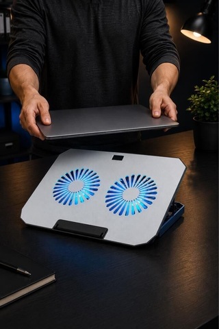 Özel Üretim Laptop Soğutucu Ayarlanabilir Rgb Cf12 Gümüş Aygit Çalışma Işıklandırma