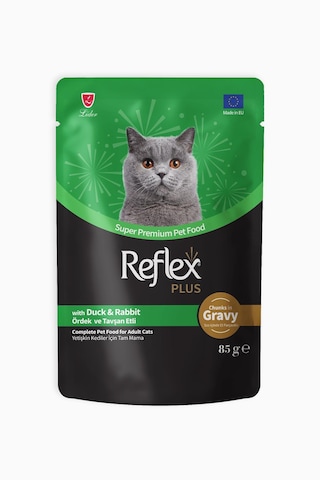 Reflex Plus Sos İçinde Et Parçacıklı Ördekli ve Tavşanlı Yetişkin Kedi Maması 85 G Reflex Plus Sos İçinde Et Parçacıklı Ördekli ve Tavşanlı Yetişkin Kedi Maması 85 G