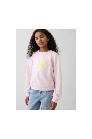 Gap Kız Çocuk Oversized Wedge Flippy-sequin Grafik Baskılı Sweatshirt Pembe