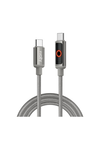 Type C Hızlı Şarj Kablosu Type-c To Type-c, 60w, 480 Mbps, 1.2m, Pd, Örgü, Led Işık Gri