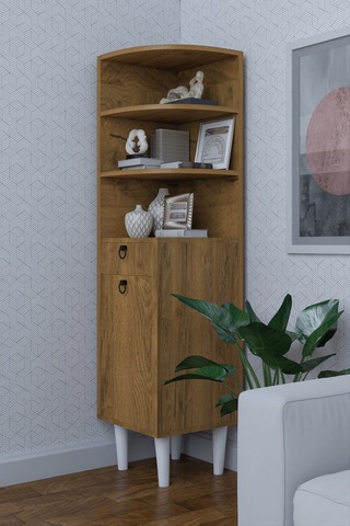 Raflı Köşe Dolap Kahverengi