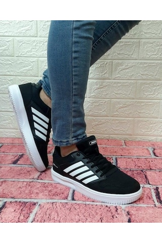 Bestof 074 Siyah Sneaker Düz Taban Hafif Rahat Spor Çift Ayakkabı - 538999583