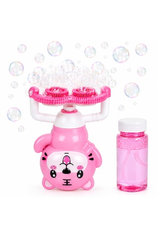 Kaplan Figürlü Otomatik Köpük Tabancası Bubble Gun Pembe