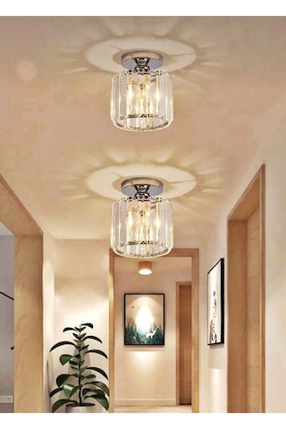 Bohem Aydınlatma Modern Kristal Tavan Plafonyer Avize Koridor Antre Uyumlu Şeffaf Kristal Cam Gold Avizeler Gold 1