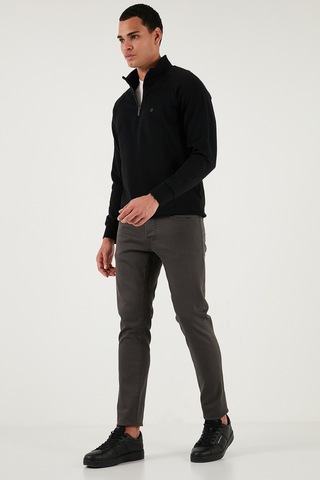Buratti Streç Pamuklu Slim Fit Normal Bel Dar Paça Jeans Erkek Kot Pantolon 1115C24Napoli Füme