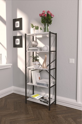 Metal Kitaplık 5 Raflı Kitaplık Dosya Kitap Rafı Ofis Ev Rafı Beyaz