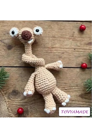 Amigurumi Buz Devri Sid Oyuncak Açık Gri